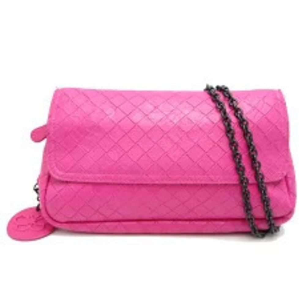 Bottega Veneta Intreccio Mirage Butterfly Chain Shoulder Bag Leather Pink